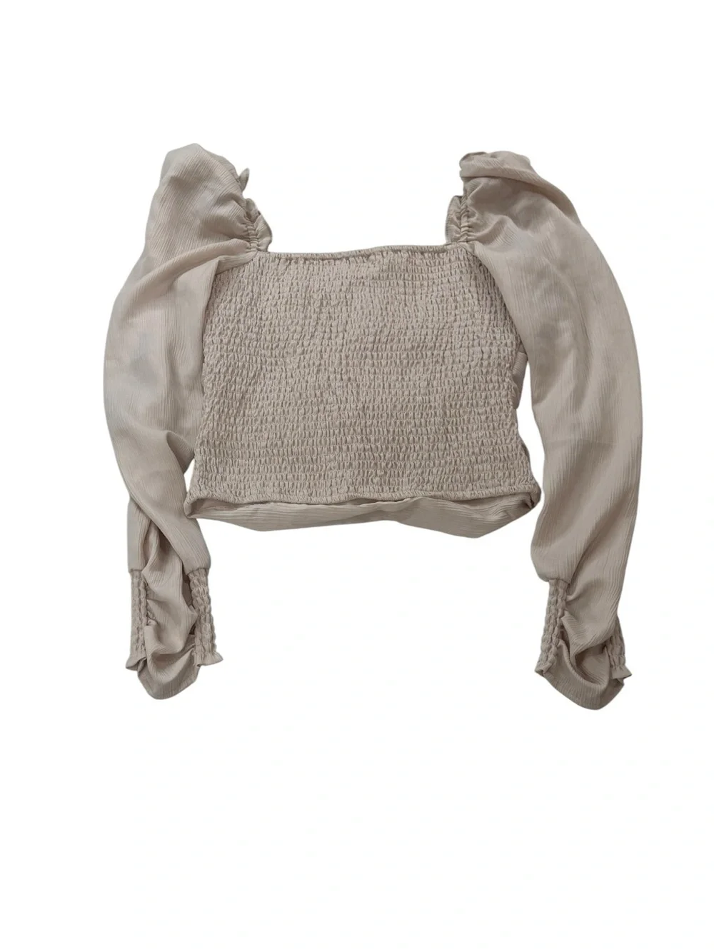 Astr the Label Cream Puff-Sleeve Square Neck Top Size Small